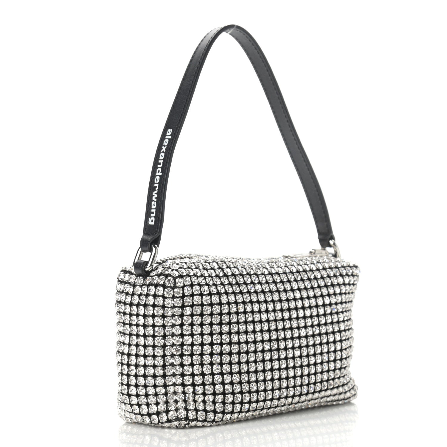 Alexander Wang Mesh Crystal Rhinestone Mini Heiress Pouch Black Silver 3 of 9