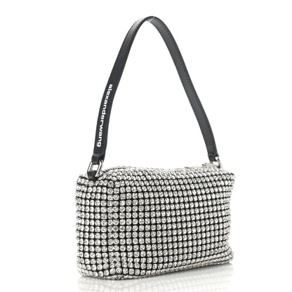Alexander Wang Mesh Crystal Rhinestone Mini Heiress Pouch Black Silver 3 of 9