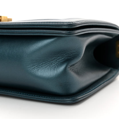 Chanel Metallic Calfskin Quilted Medium Boy Flap Blue 10 of 12