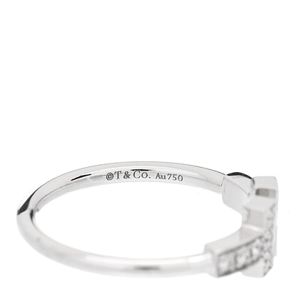 Tiffany 18K White Gold Diamond T Wire Ring 49 5 4 of 5