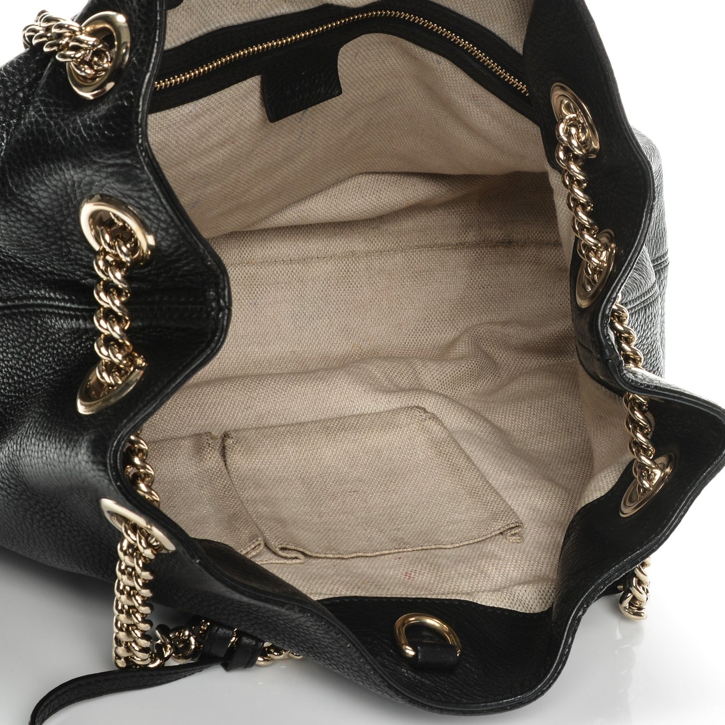 Pebbled Calfskin Medium Soho Chain Shoulder Bag Black
