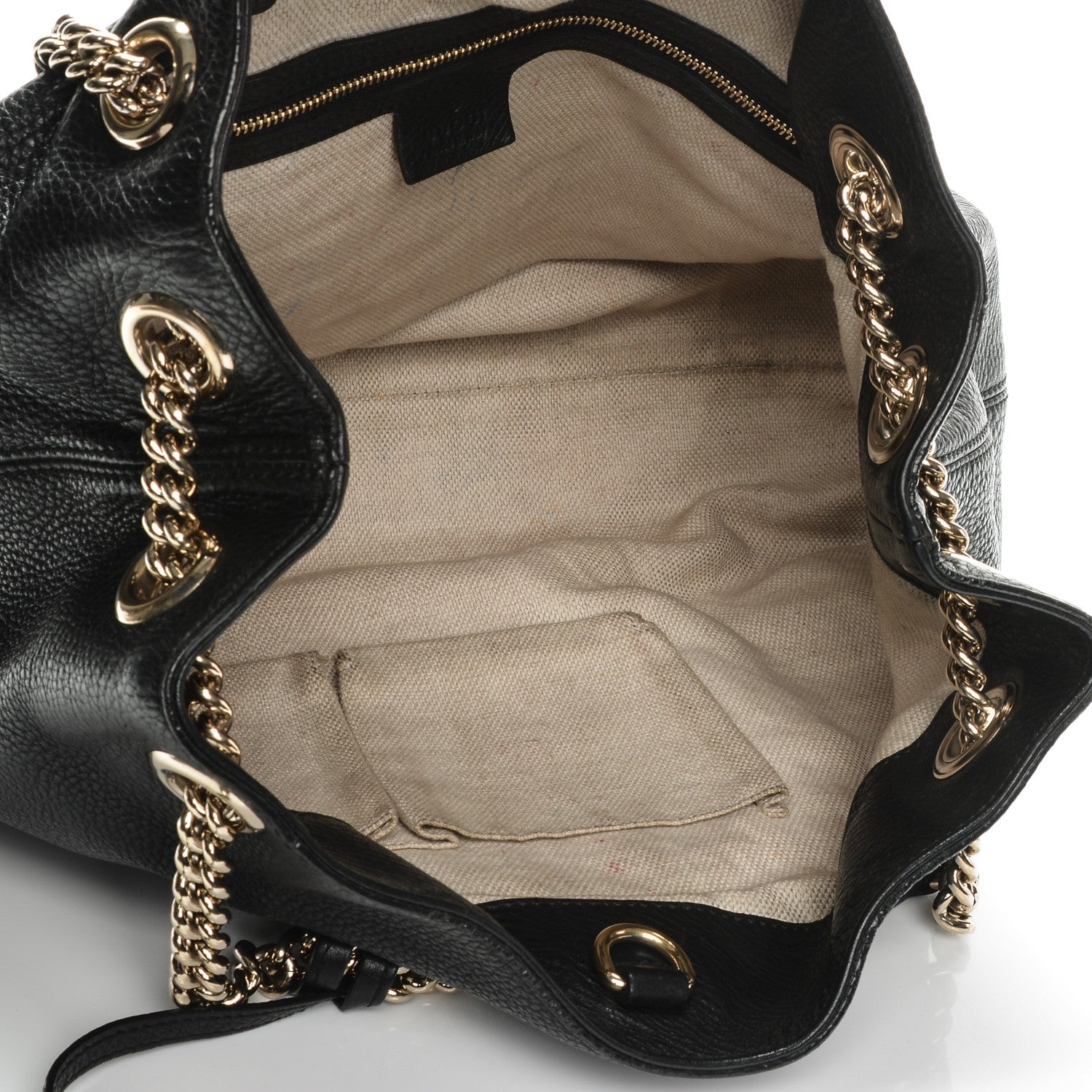 Gucci Pebbled Calfskin Medium Soho Chain Shoulder Bag Black 6 of 8