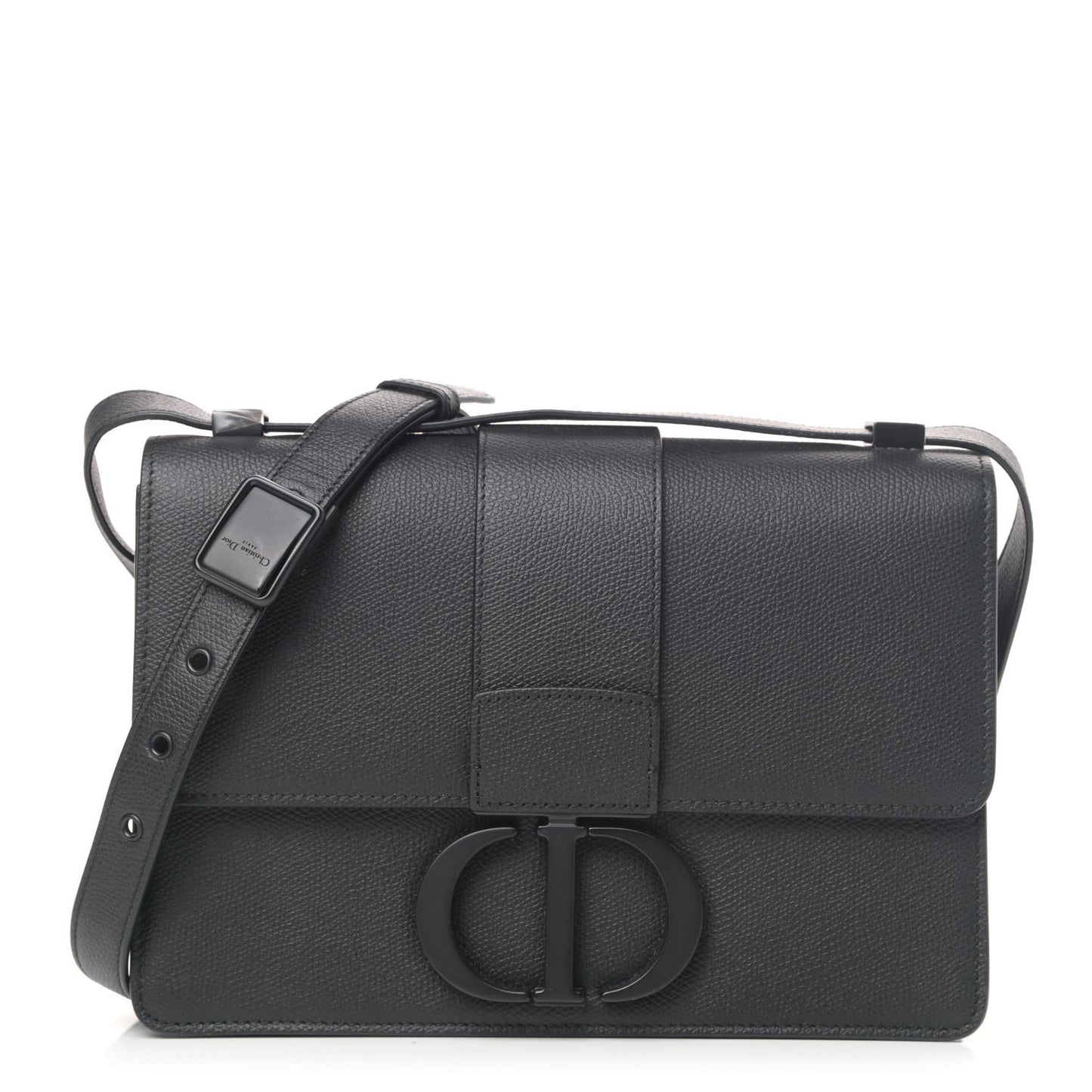 Ultra Matte Grained Calfskin 30 Montaigne Flap Bag Black