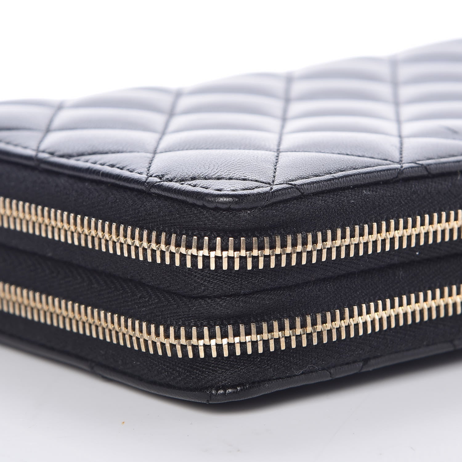 Chanel Lambskin Quilted Large Double Zip Around Organizer Wallet Black 11 of 12