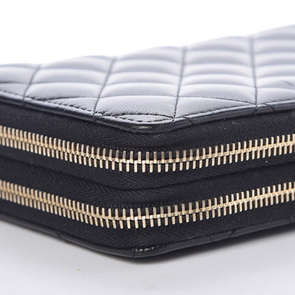 Chanel Lambskin Quilted Large Double Zip Around Organizer Wallet Black 11 of 12