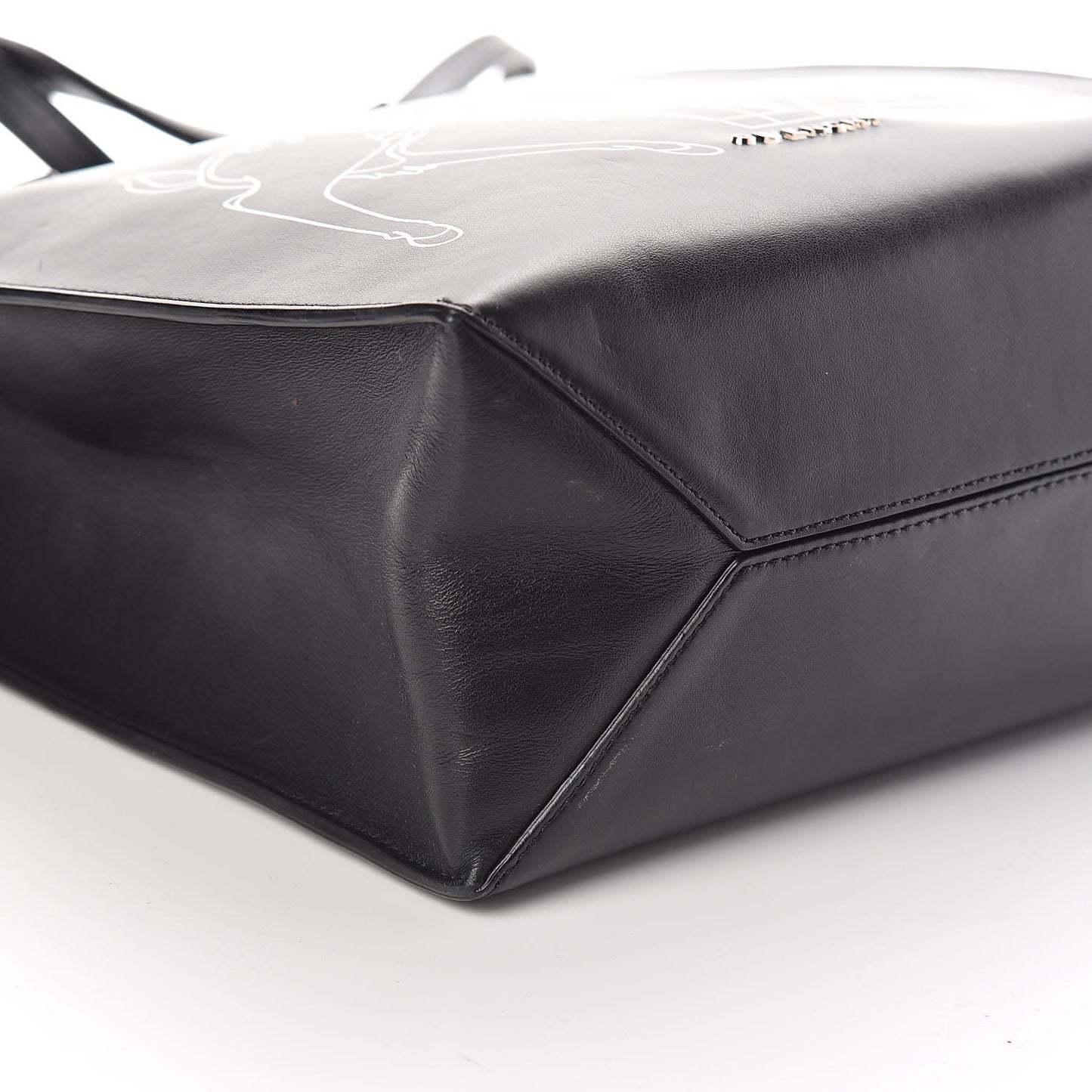 Calfskin Bambi Print Small Stargate Shopper Tote Black