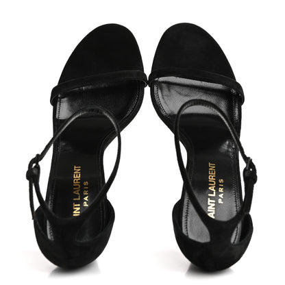 Saint Laurent Suede Lila Wedge Sandals 37 Black 2 of 10