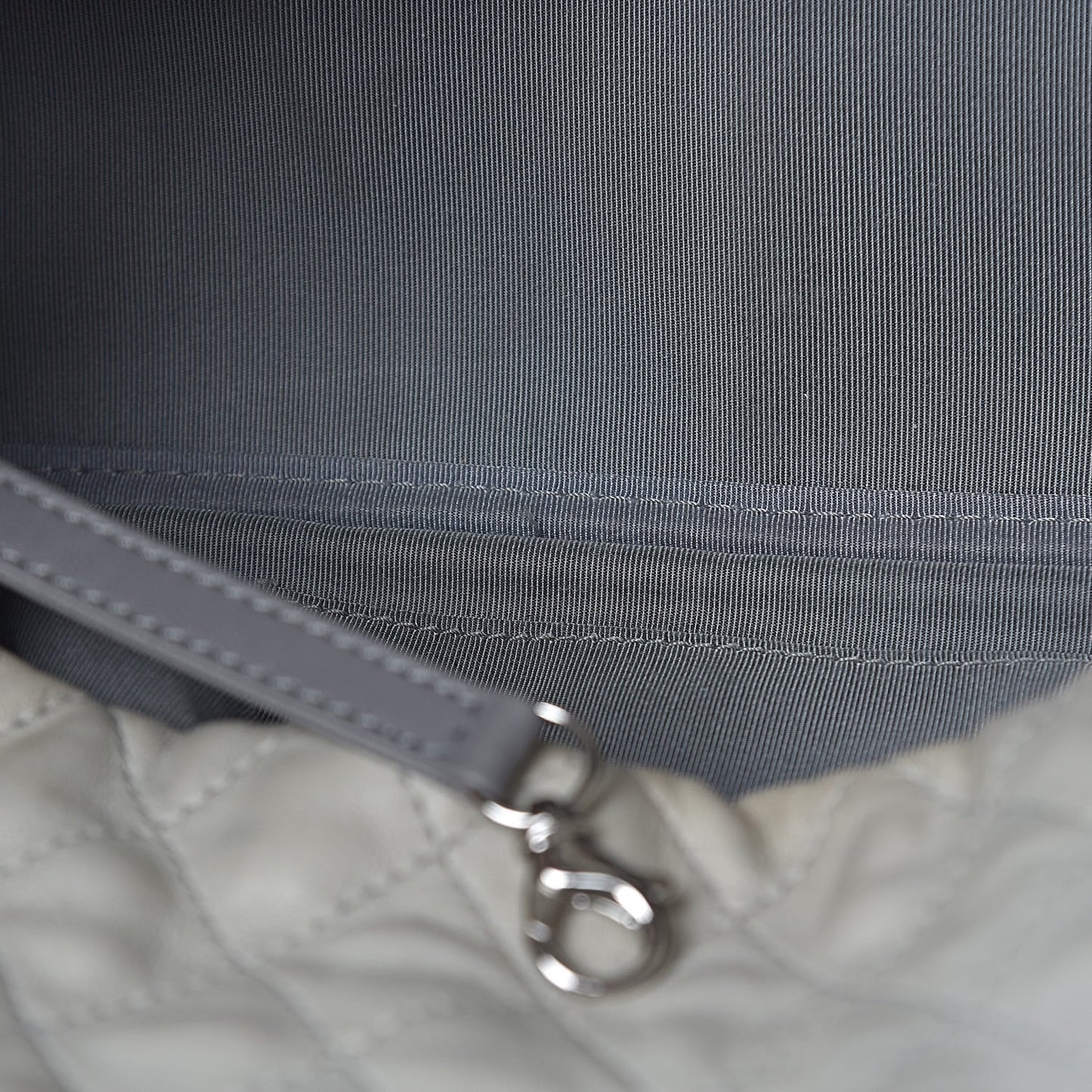 Glazed Calfskin Quilted Tote Grey