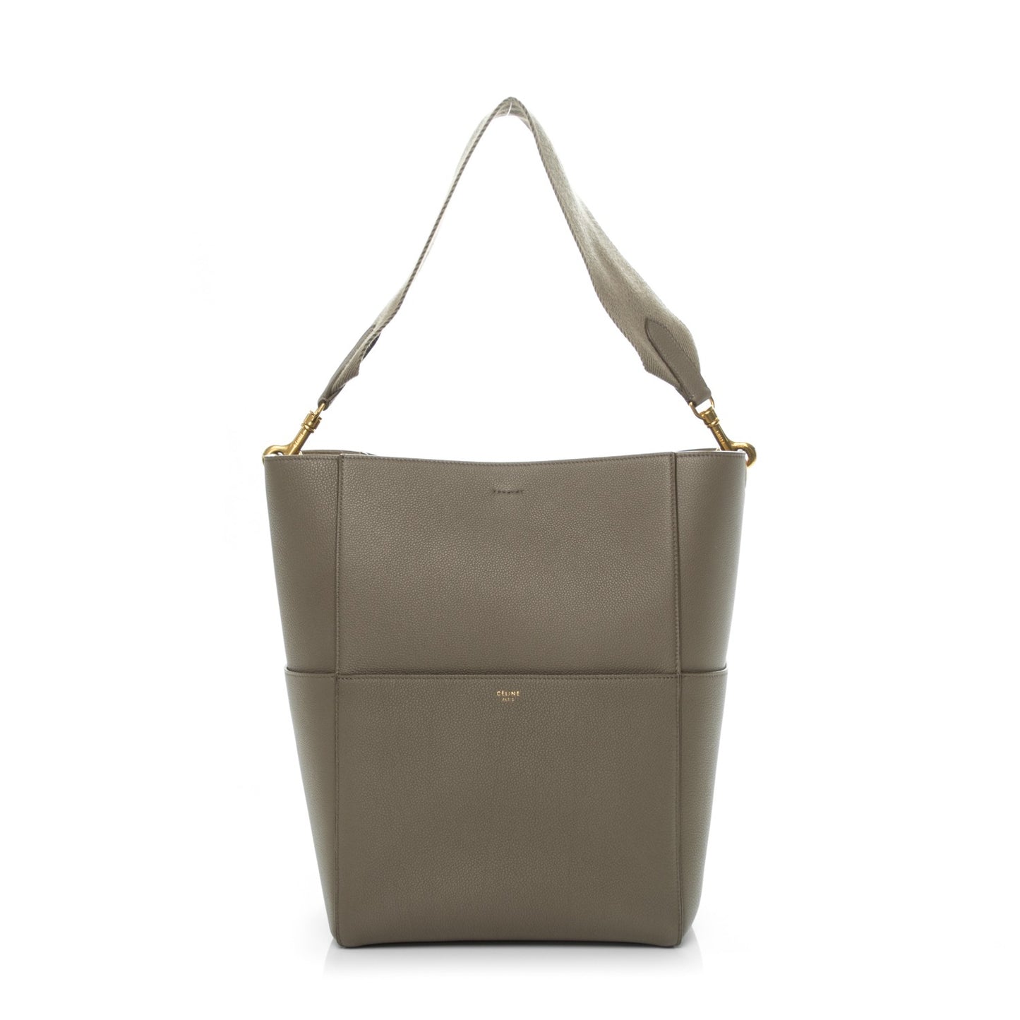 Soft Grained Calfskin Sangle Bucket Bag Taupe
