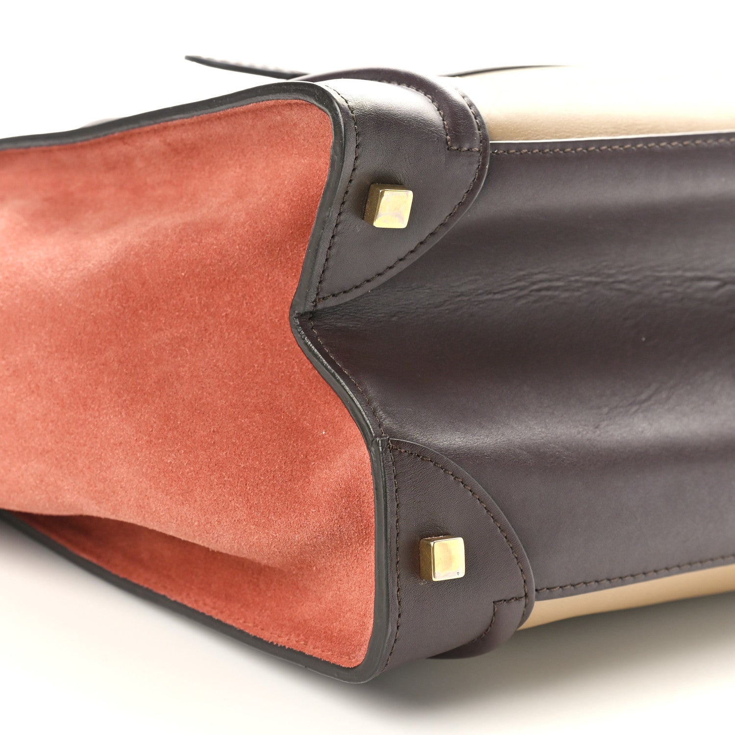 Celine Satin Calfskin Suede Mini Tri-Color Luggage Beige 8 of 9