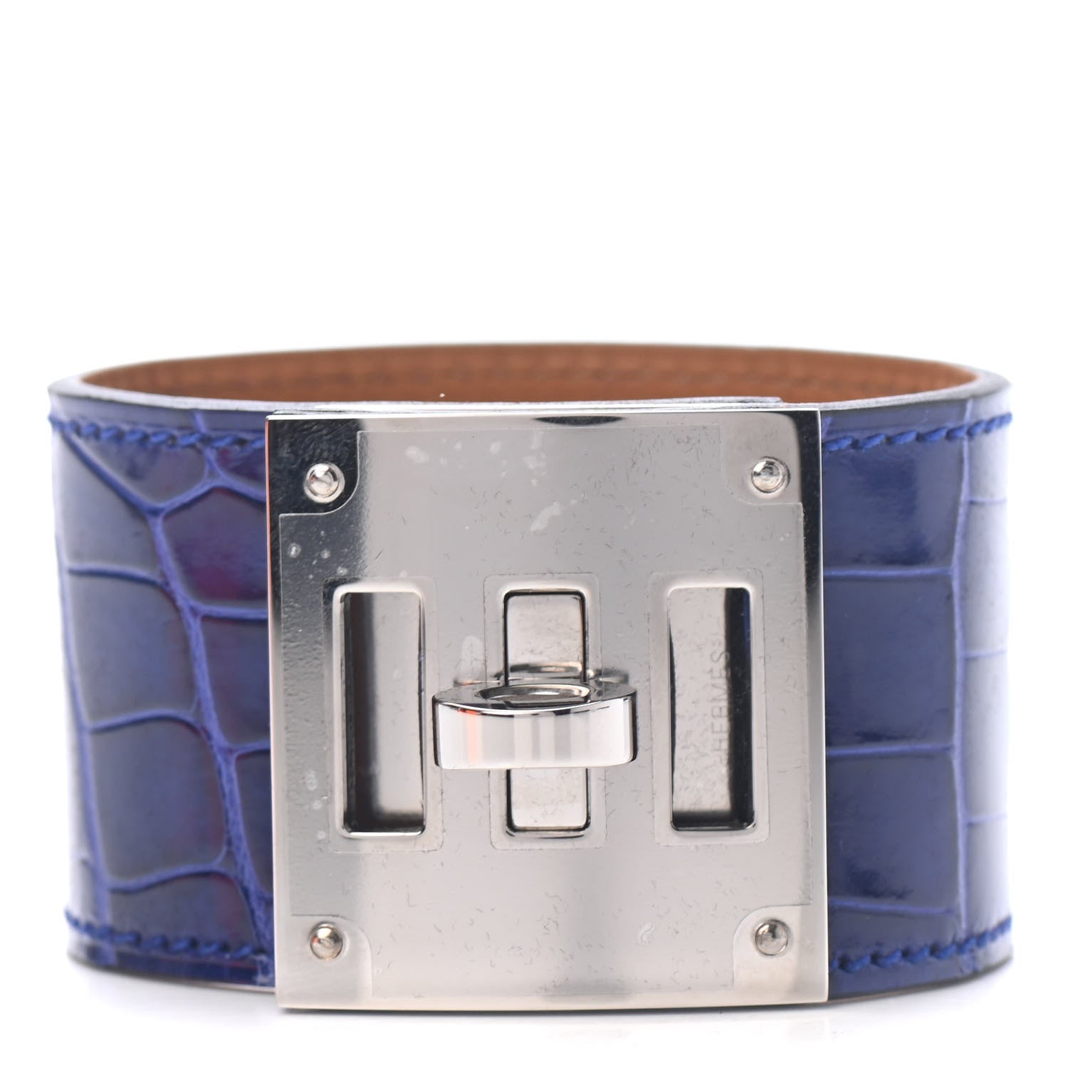 Hermes Shiny Alligator Kelly Dog Bracelet T2 Bleu Electrique 1 of 4