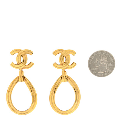 Chanel CC Drop Clip On Earrings Gold 2 of 4