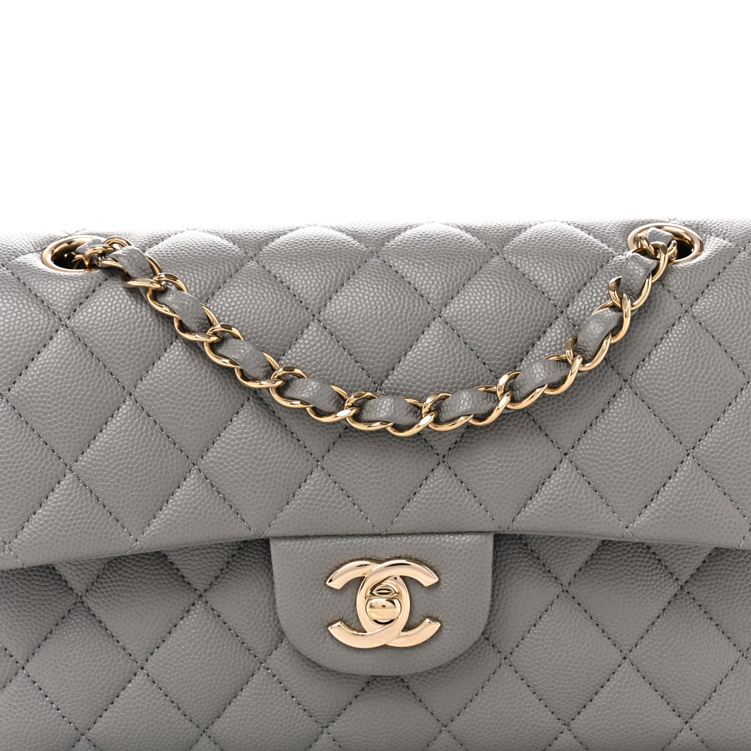 Chanel Caviar Quilted Small Double Flap Grey 8 of 11