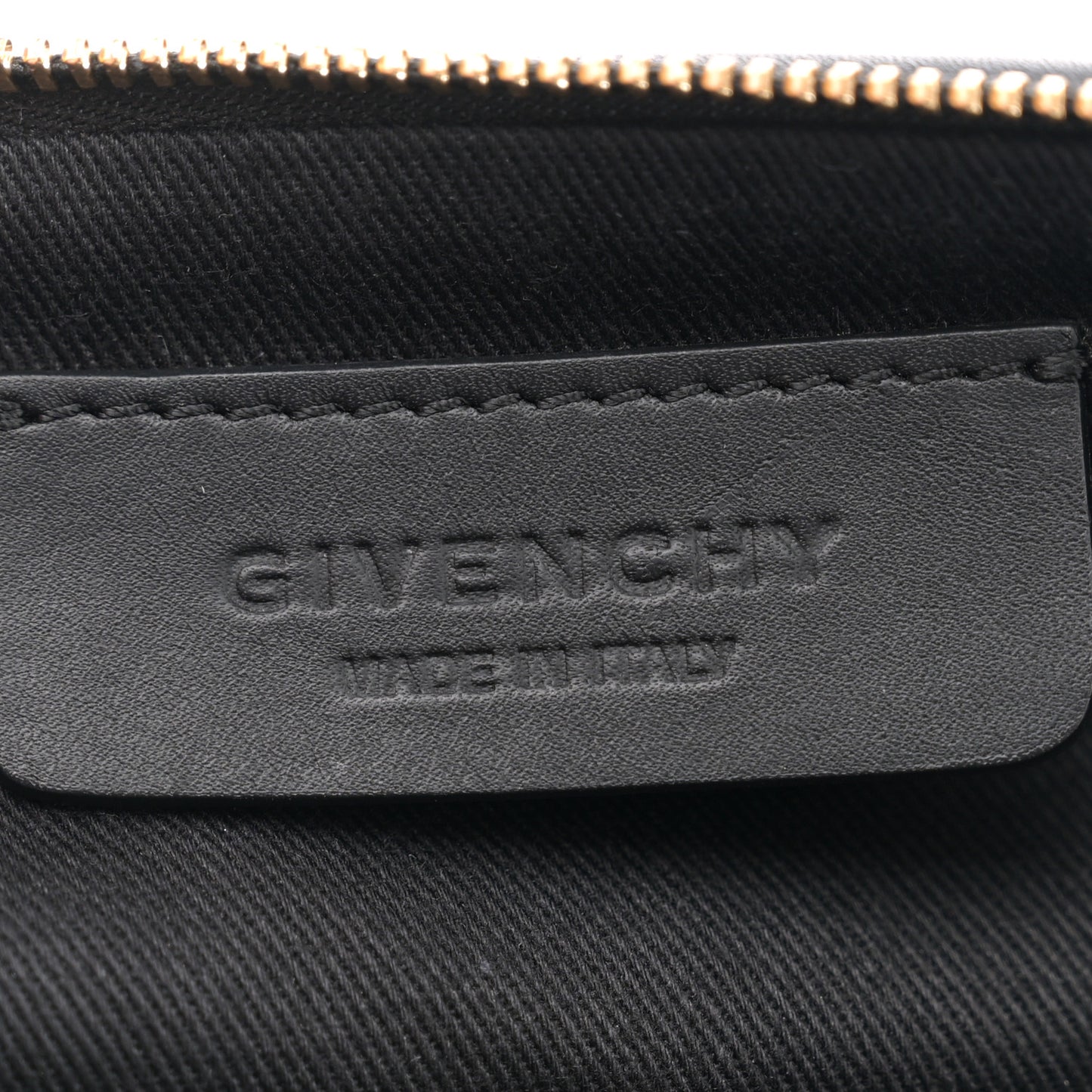 Lambskin Checkered Medium Embossed Zip Pouch Black Orange