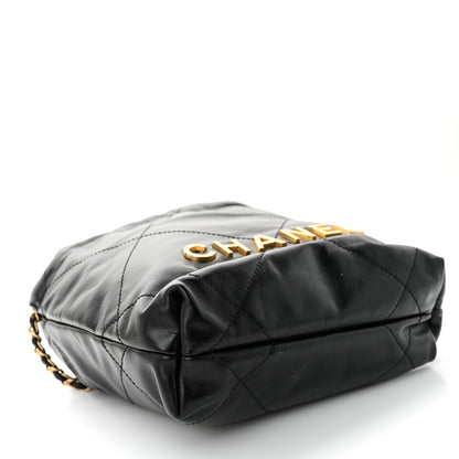 Chanel Shiny Calfskin Quilted Mini Chanel 22 Black 4 of 10