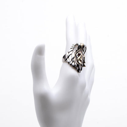 John Hardy Sterling Silver 18K Yellow Gold Ruby Naga Dragon Head Ring 52 6 2 of 7