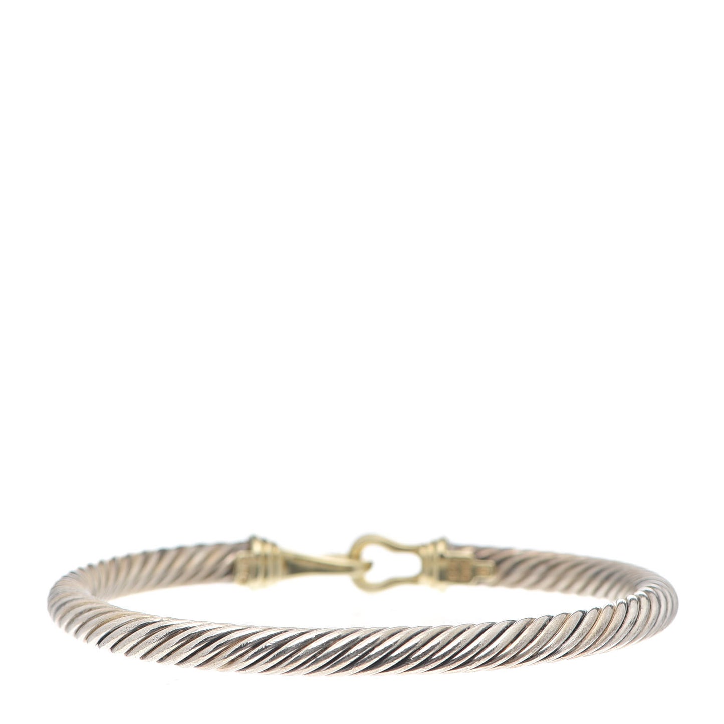Sterling Silver 14K Yellow Gold 5mm Cable Classic Buckle Bracelet