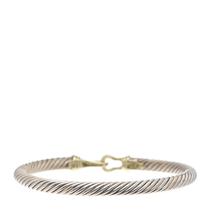 David Yurman Sterling Silver 14K Yellow Gold 5mm Cable Classic Buckle Bracelet 3 of 5