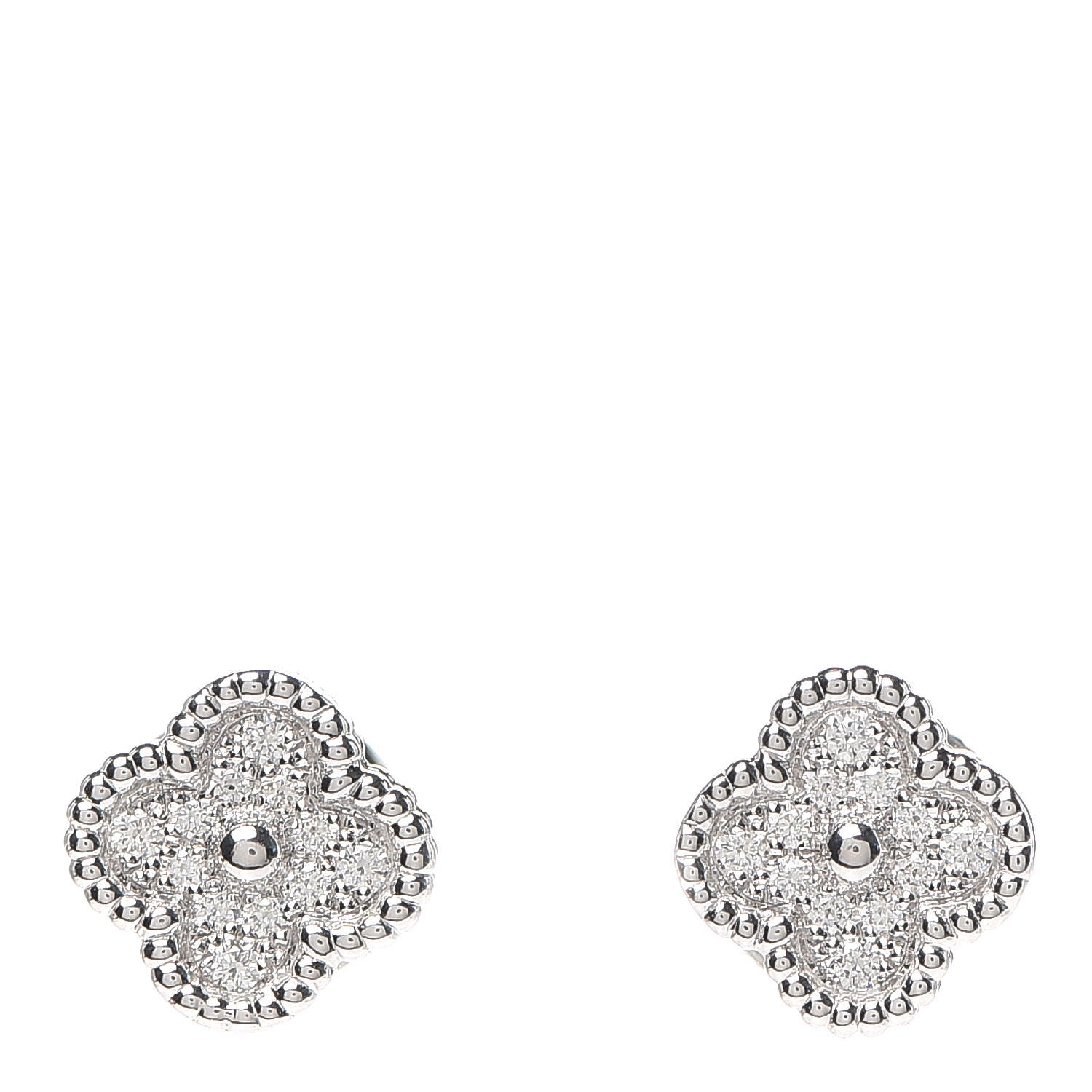Van Cleef & Arpels 18K White Gold Diamond Sweet Alhambra Earrings 1 of 5