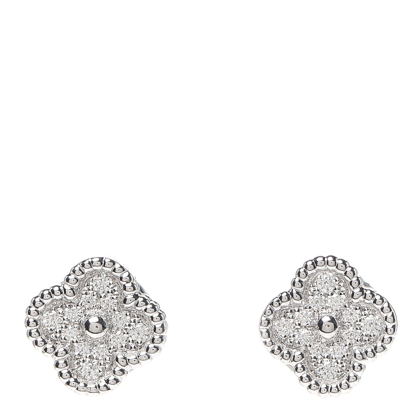 18K White Gold Diamond Sweet Alhambra Earrings