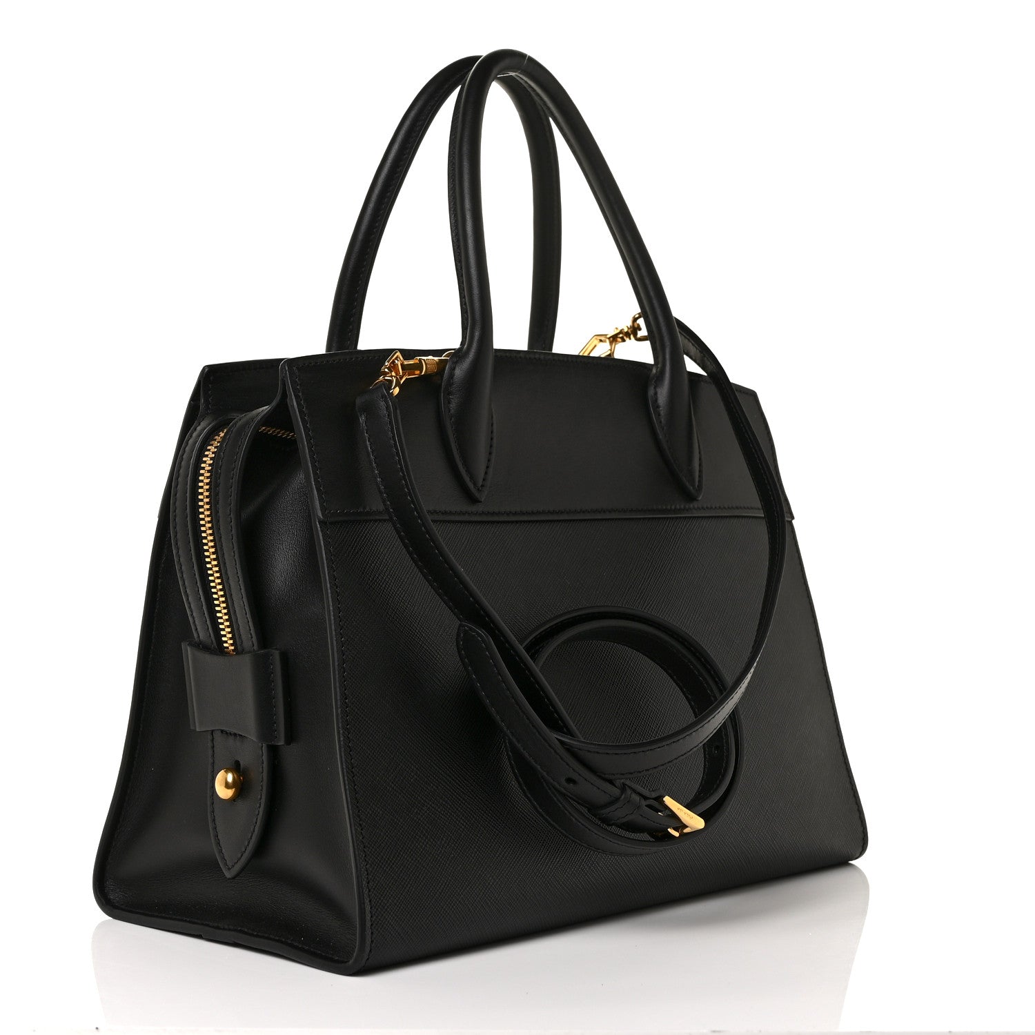Prada Saffiano City Calfskin Small Esplanade Tote Black 3 of 10