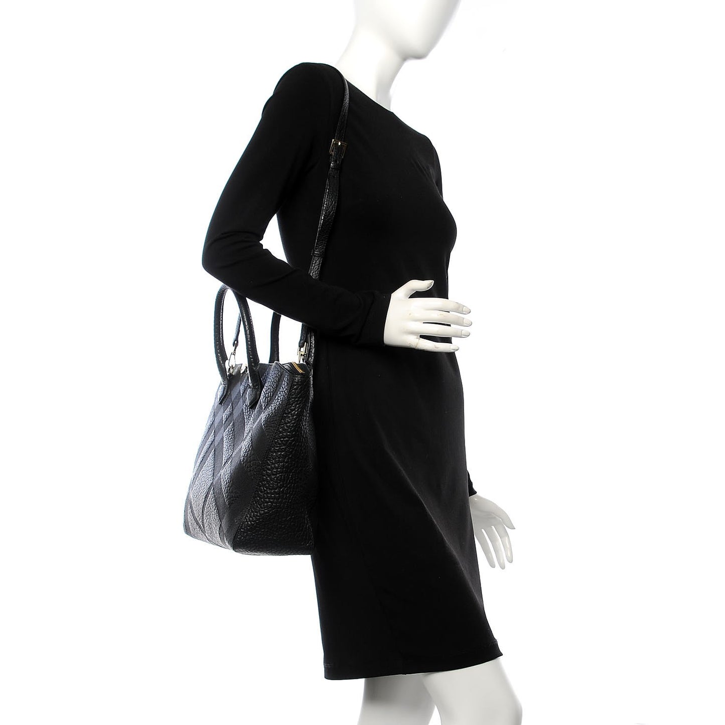 Heritage Grain Check Embossed Medium Dewsbury Tote Black