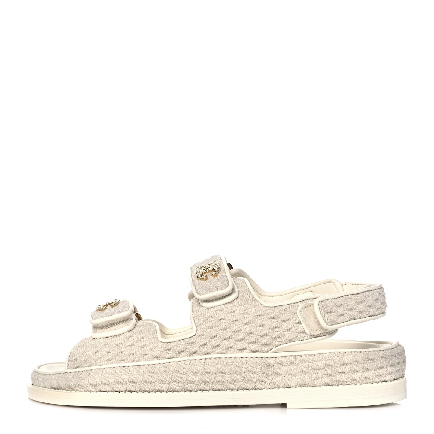 Knit Fabric Velcro Dad Sandals 36 Ivory