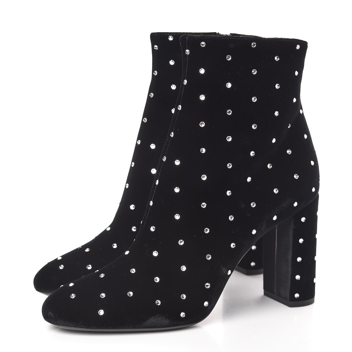 Saint Laurent Velluto Master Crystal Loulou 95 Ankle Boots 38.5 Black 3 of 8