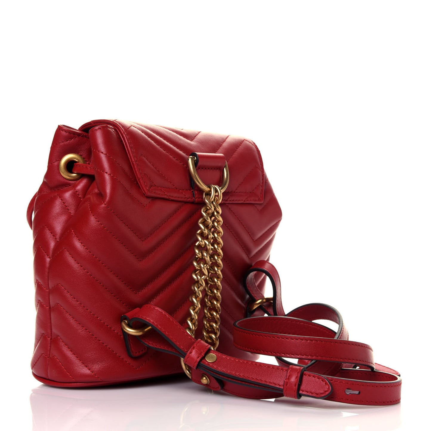 Calfskin Matelasse GG Marmont Flap Backpack Hibiscus Red