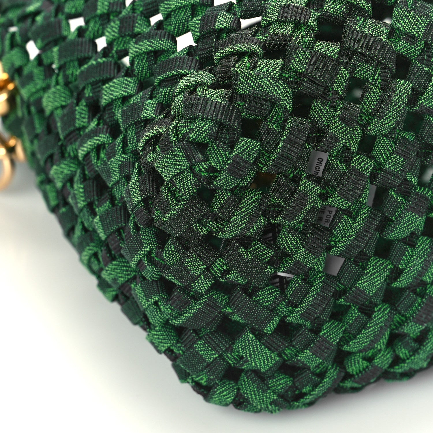 Fendi Fabric Jacquard F is Fendi FF 1974 Woven Knotted Mini Mon Tresor Bucket Bag Verde Black 8 of 9