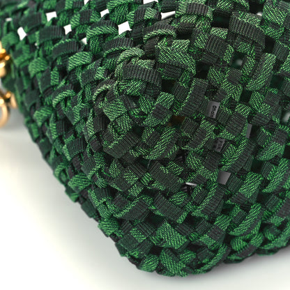 Fendi Fabric Jacquard F is Fendi FF 1974 Woven Knotted Mini Mon Tresor Bucket Bag Verde Black 8 of 9
