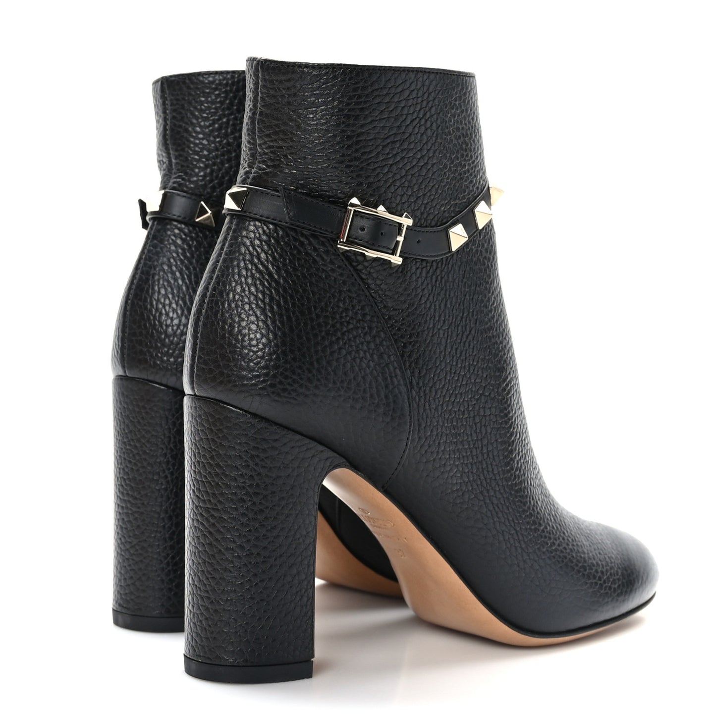 Grainy Calfskin Rockstud 90mm Booties 37 Black
