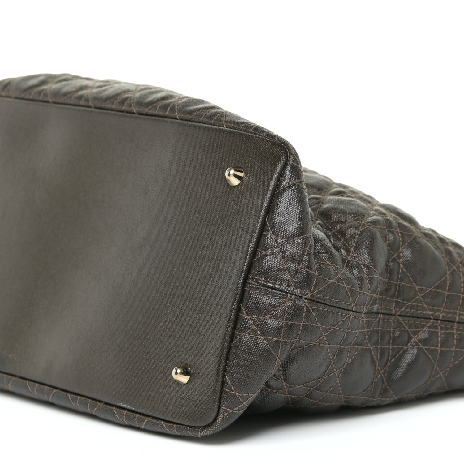 Christian Dior Coated Canvas Cannage Panarea Tote Bronze 9 of 16