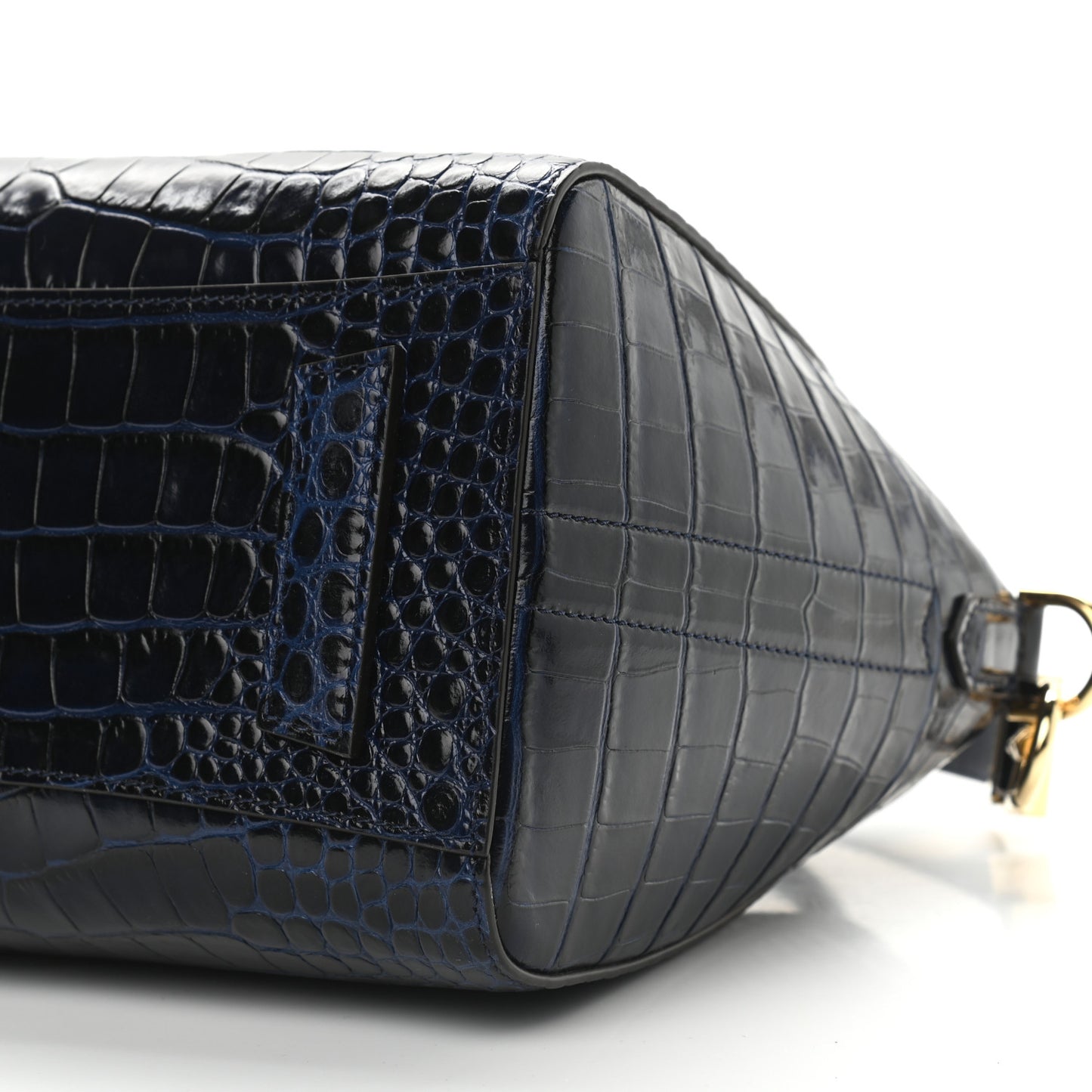 Calfskin Crocodile Embossed Small Antigona Navy