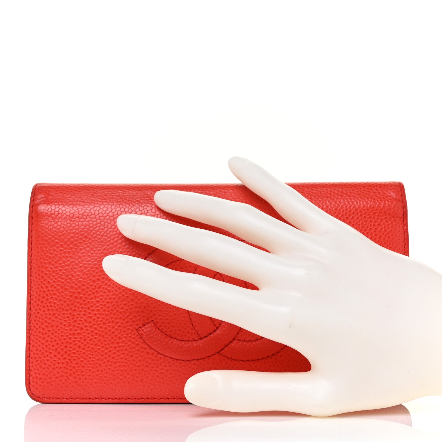 Chanel Caviar Timeless CC Yen Wallet Red 2 of 9