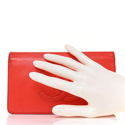 Chanel Caviar Timeless CC Yen Wallet Red 2 of 9