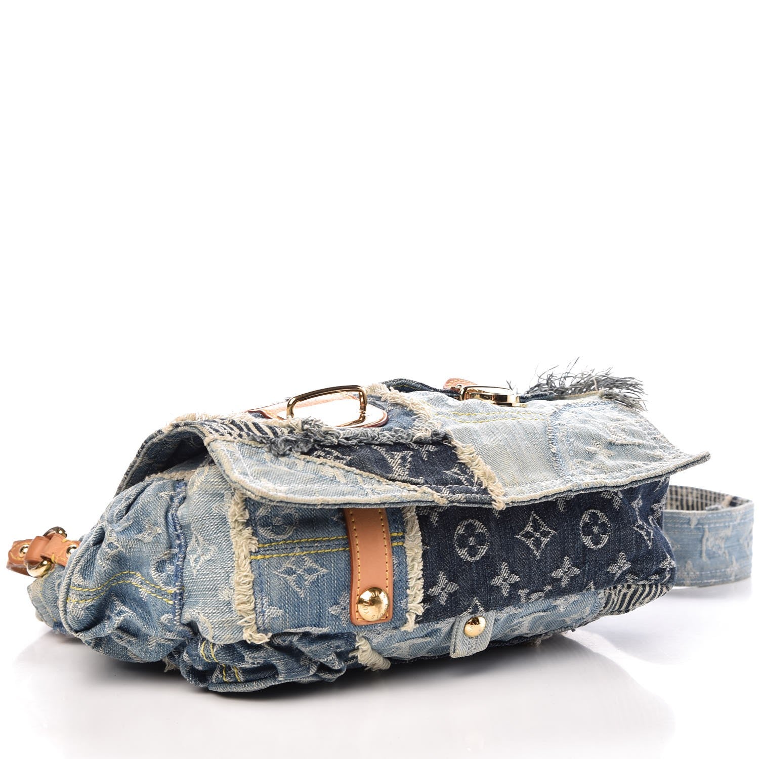 Louis Vuitton Denim Patchwork Posty Messenger Bag Blue 5 of 10