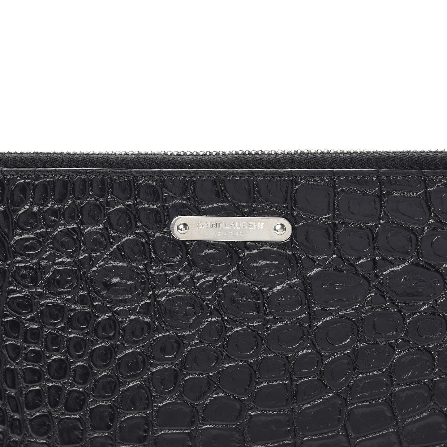 Calfskin Crocodile Embossed ID Mini Tablet Holder Black