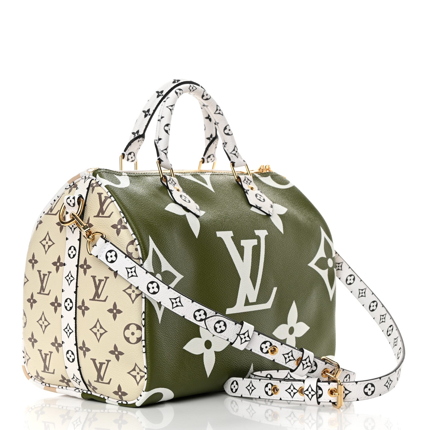 Louis Vuitton Monogram Giant Speedy Bandouliere 30 Kaki Beige 3 of 11