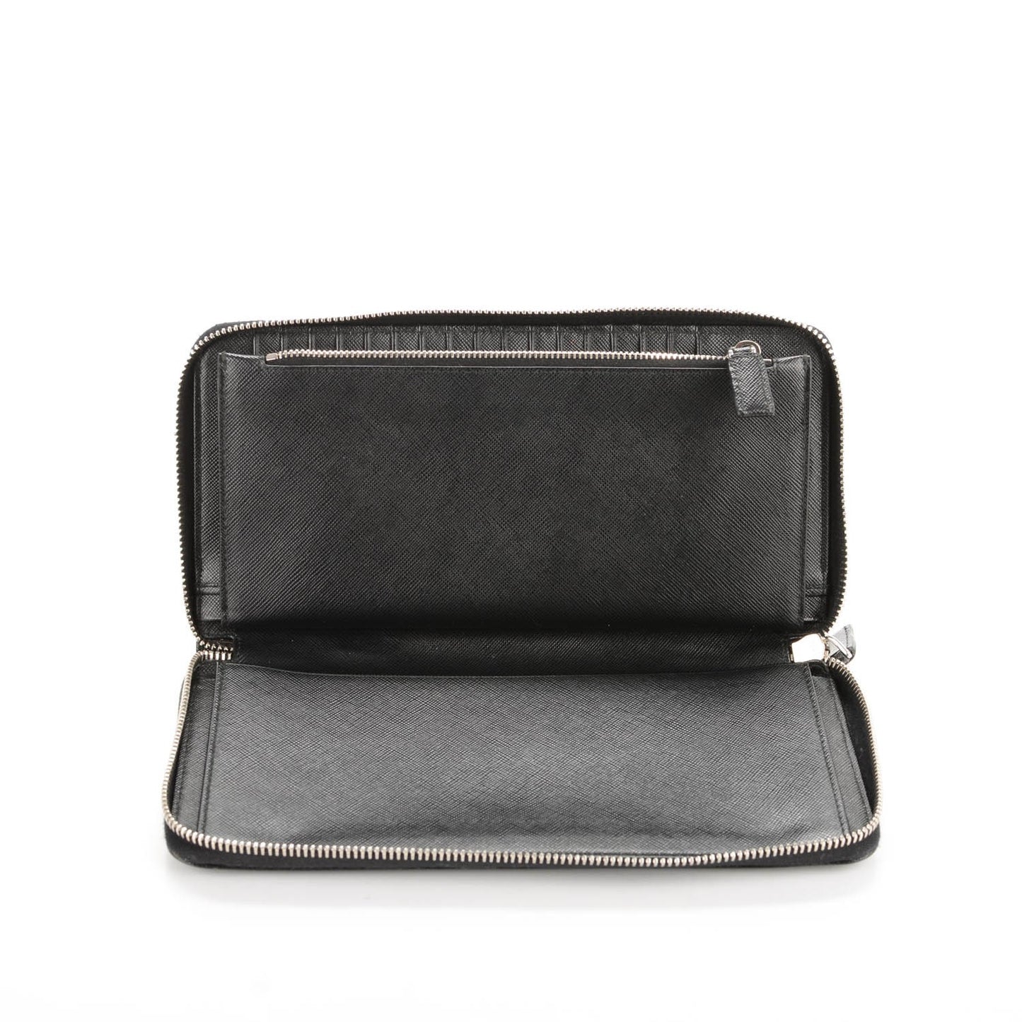 Saffiano Large Zip Around Travel Wallet Nero Black