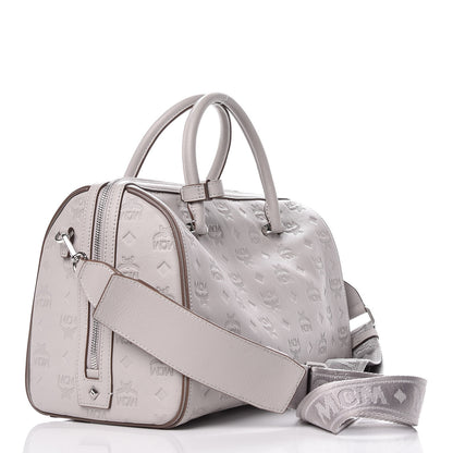 MCM Calfskin Ottomar Monogram Essential Boston Bag Dove 3 of 9