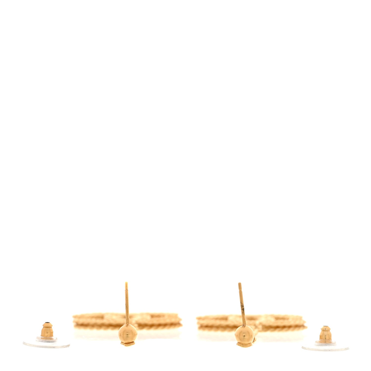 Chanel CC Drop Earrings Matte Gold 3 of 5