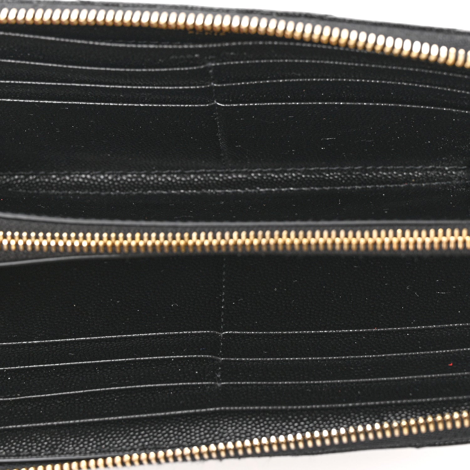 Saint Laurent Grain De Poudre Matelasse Chevron Monogram Zip Around Wallet Black 5 of 9