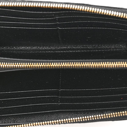 Saint Laurent Grain De Poudre Matelasse Chevron Monogram Zip Around Wallet Black 5 of 9