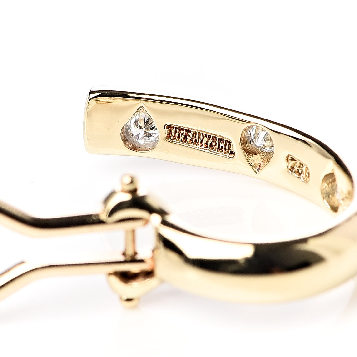 Tiffany 18K Yellow Gold Platinum Diamond Single Etoile Half Hoop Clip On Earring 4 of 5