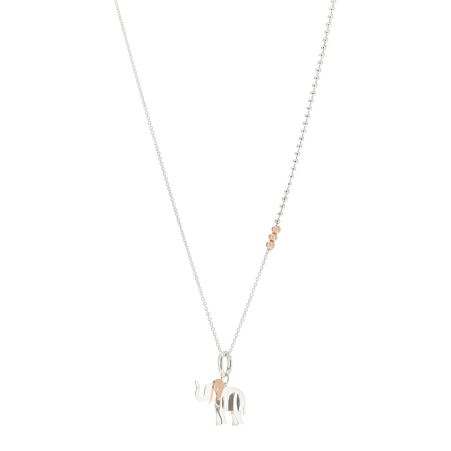 Tiffany Sterling Silver 18K Rose Gold Save the Wild Elephant Pendant Bead Necklace 1 of 5