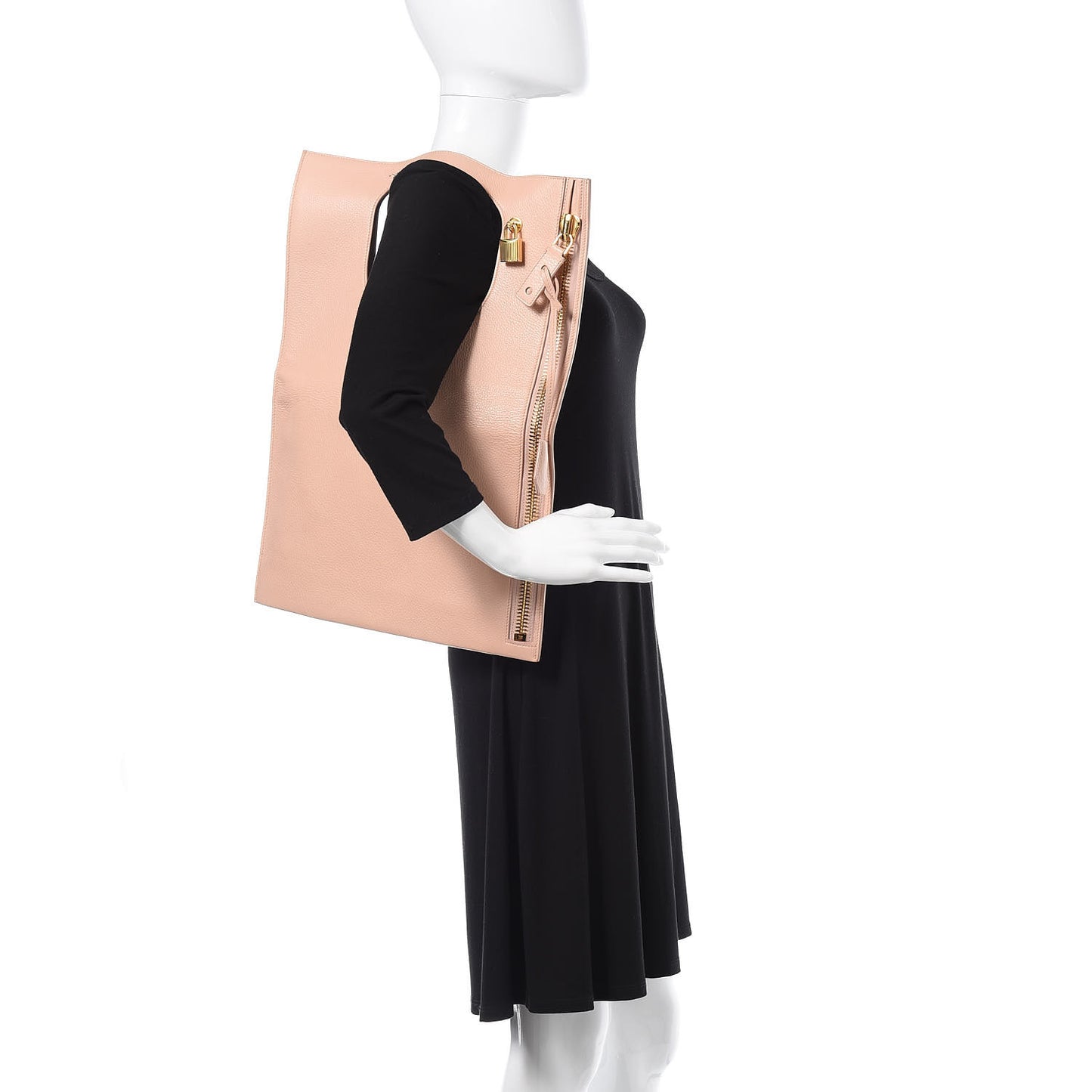 Calfskin Large Alix Padlock Zip Shoulder Bag Blush Nude