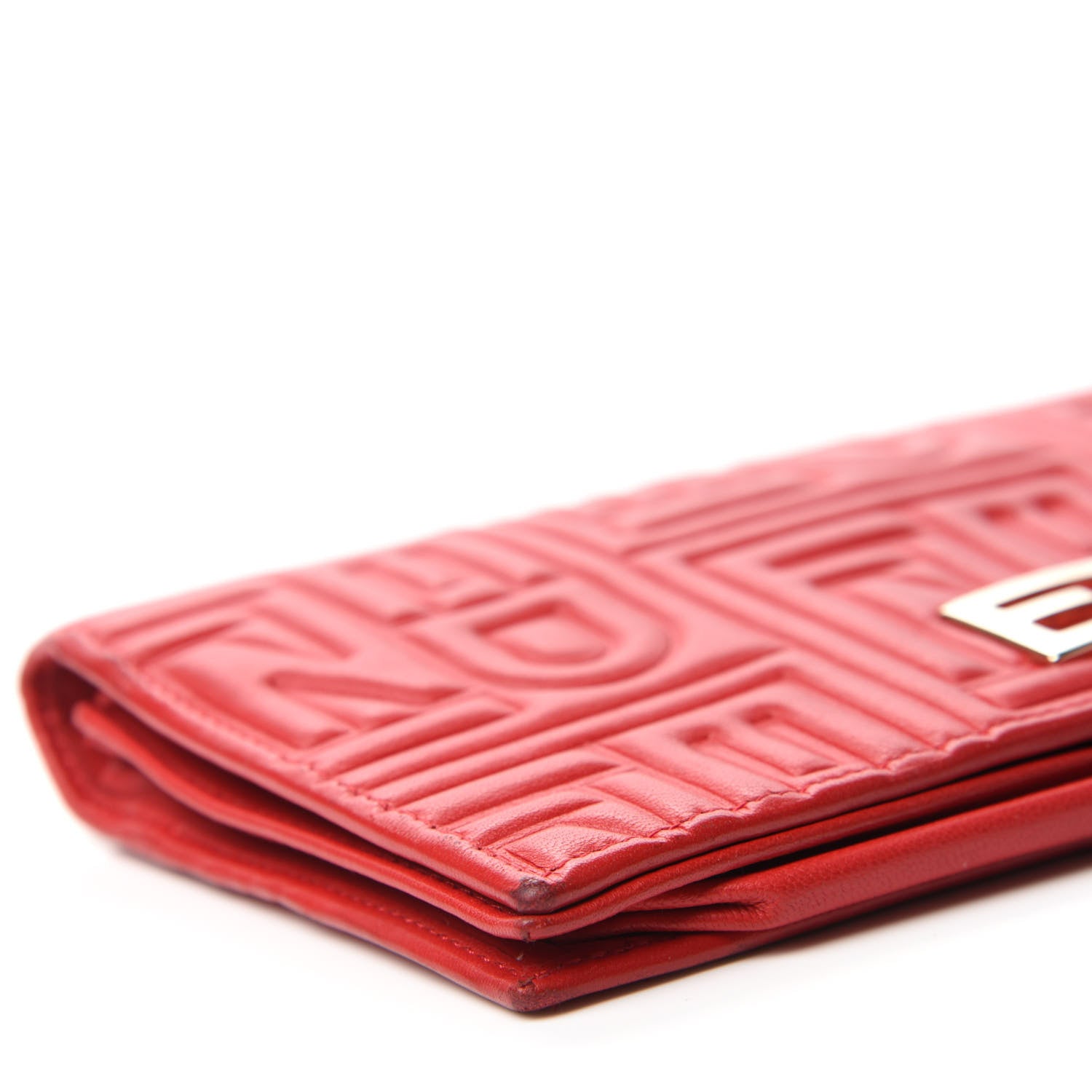 Fendi Nappa Logo Embossed Long Wallet on Chain Rosso 6 of 11