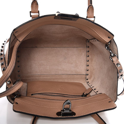 Valentino Garavani Pebbled Calfskin Small Rockstud Double Handle Tote Soft Noisette 6 of 9