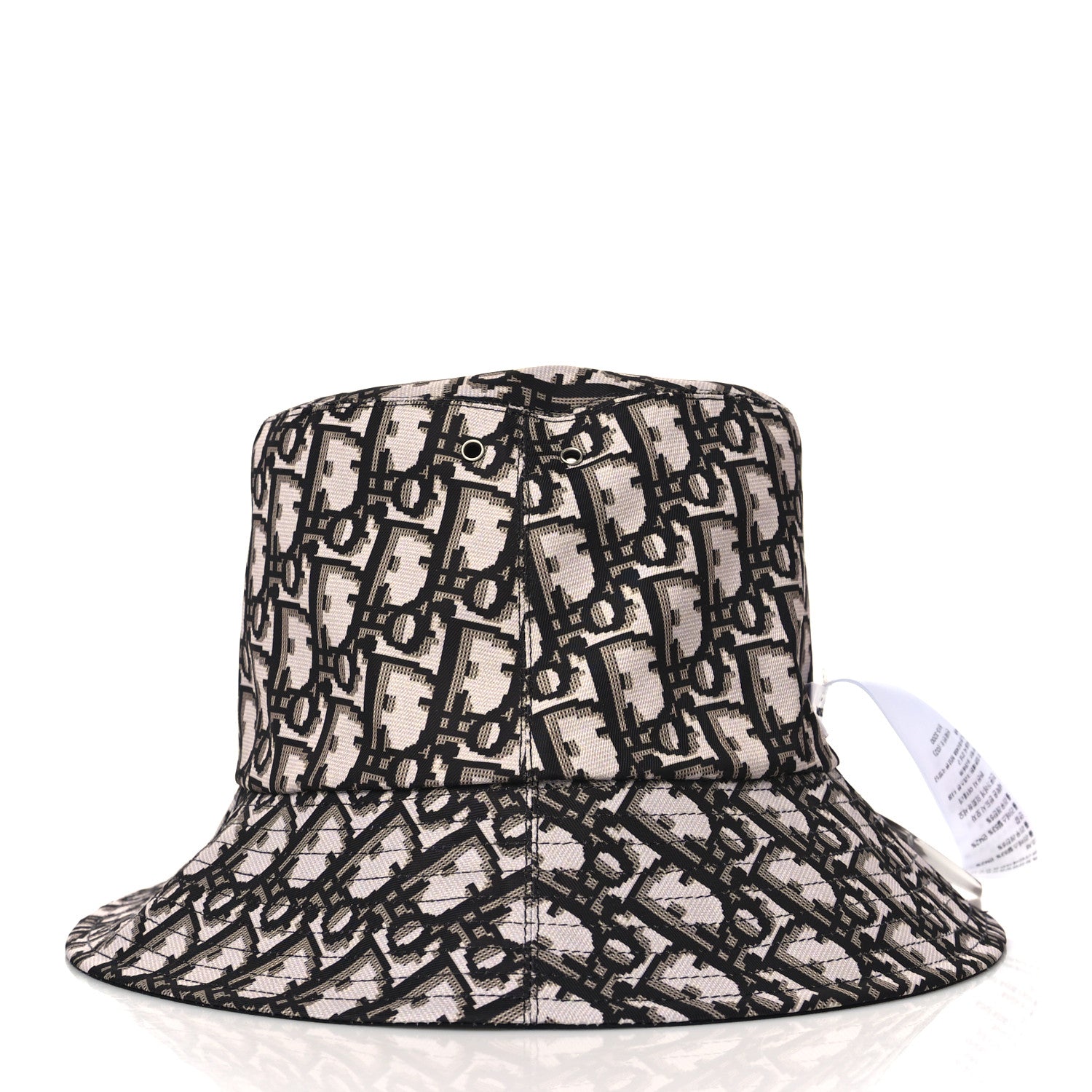 Christian Dior Polyester Cotton Oblique Reversible Teddy-D Brim Bucket Hat 56 Black 9 of 11